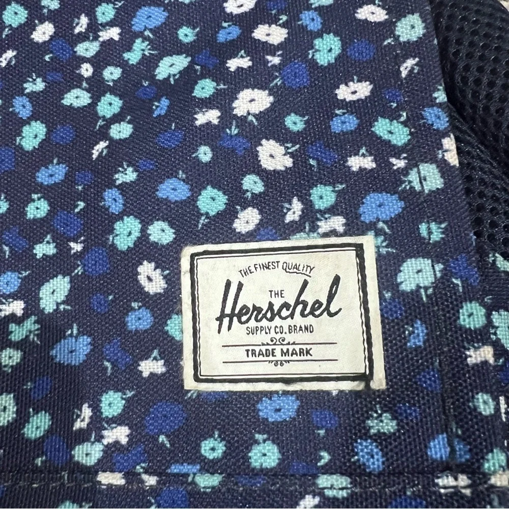 Herschel Supply Company Blue Brown Floral Canvas Flap Magnetic Closure Backpack